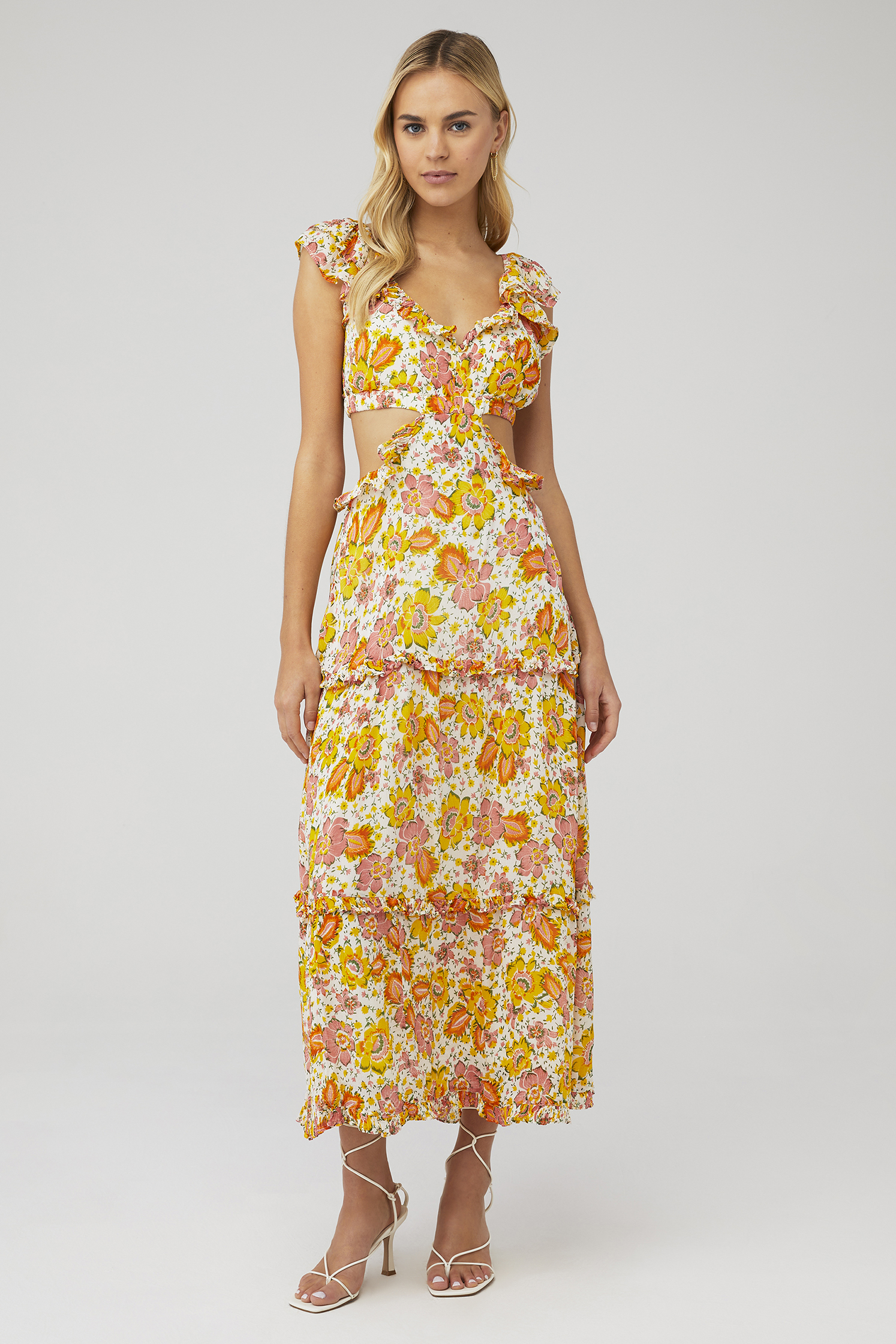 santorini dress in off white retro floral astr the label ASTR