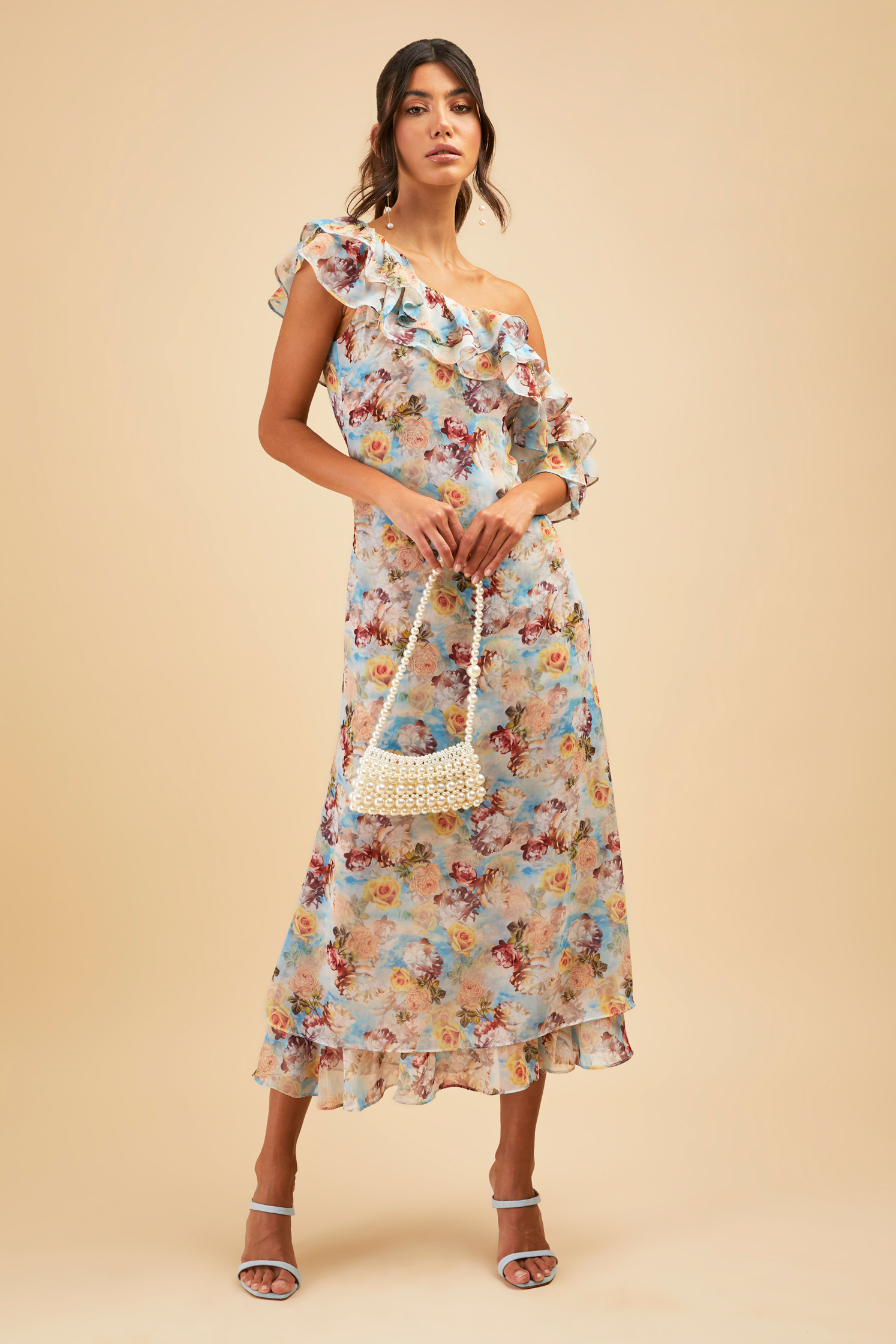 santorini dress in off white retro floral astr the label ASTR