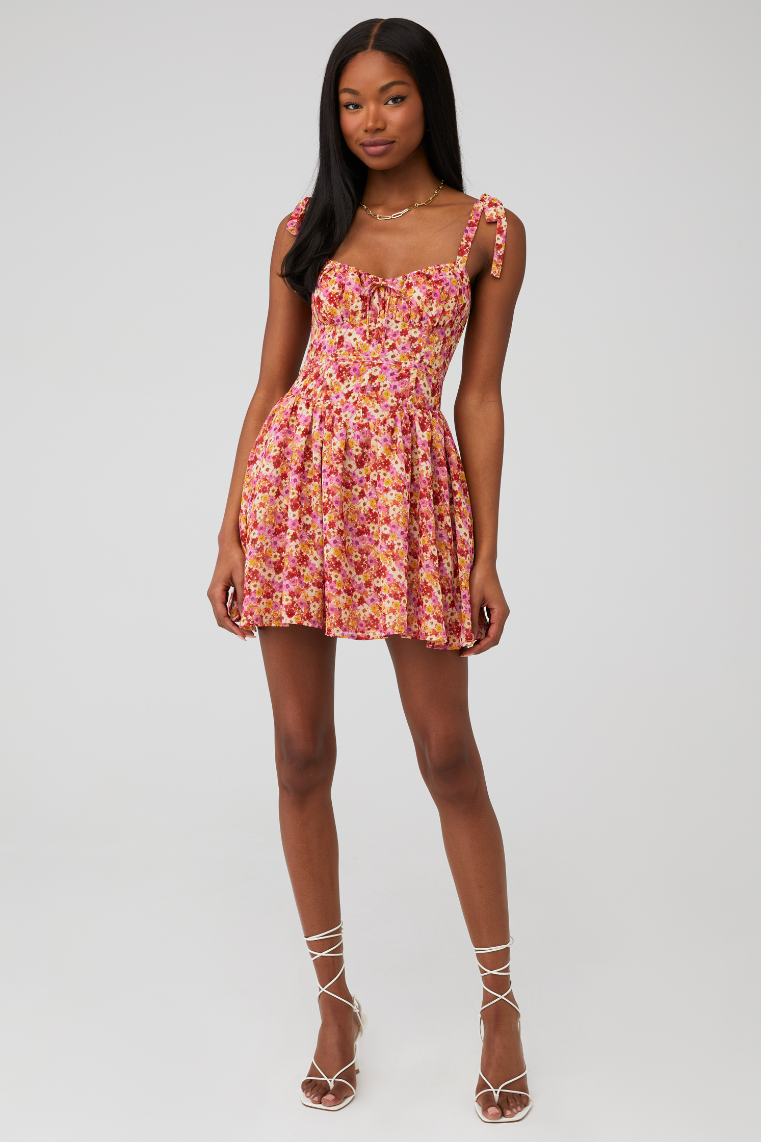 for love and lemons tati lace dress For Love & Lemons Tati Lace Ruffle Dress In Yellow