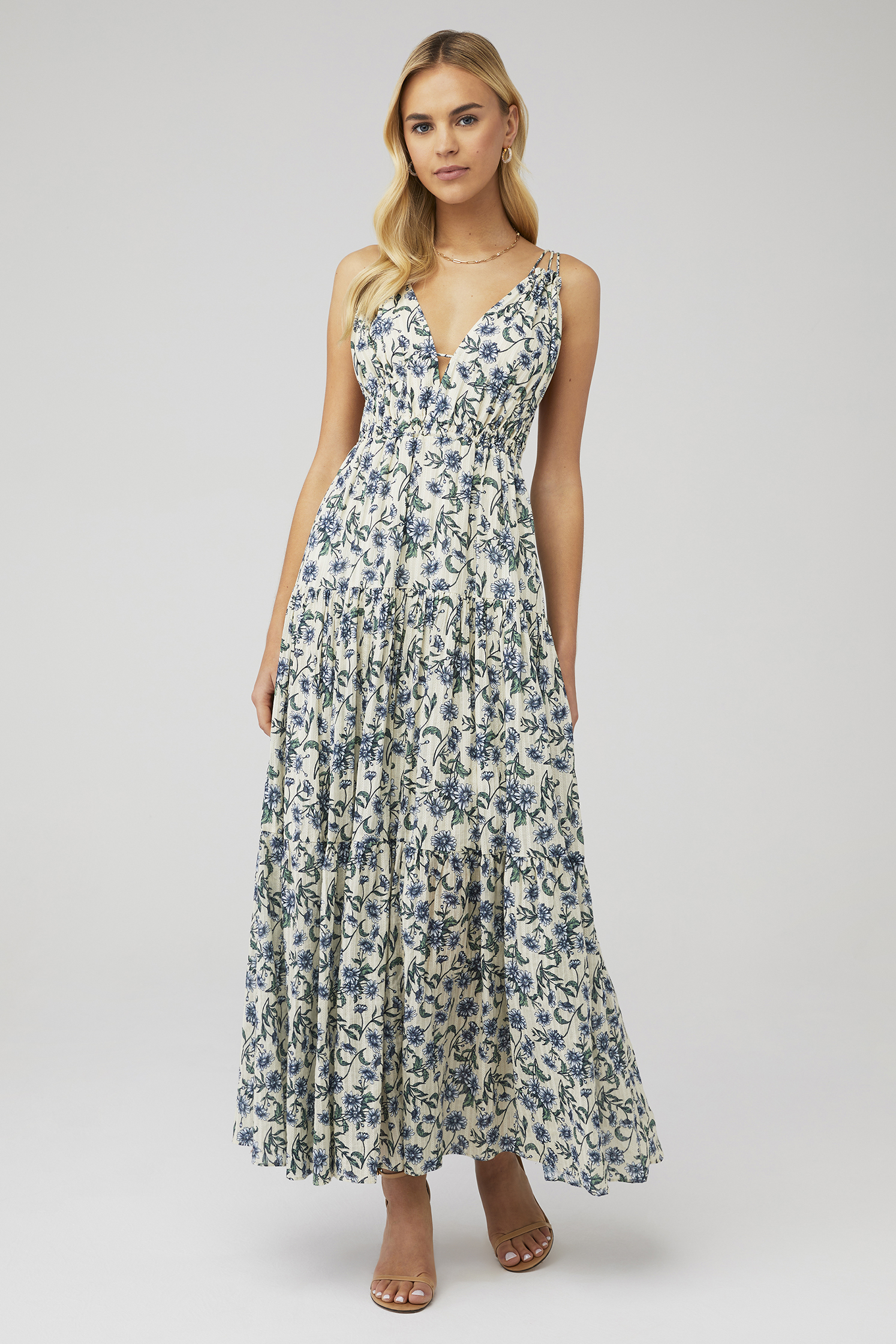 santorini dress in off white retro floral astr the label ASTR