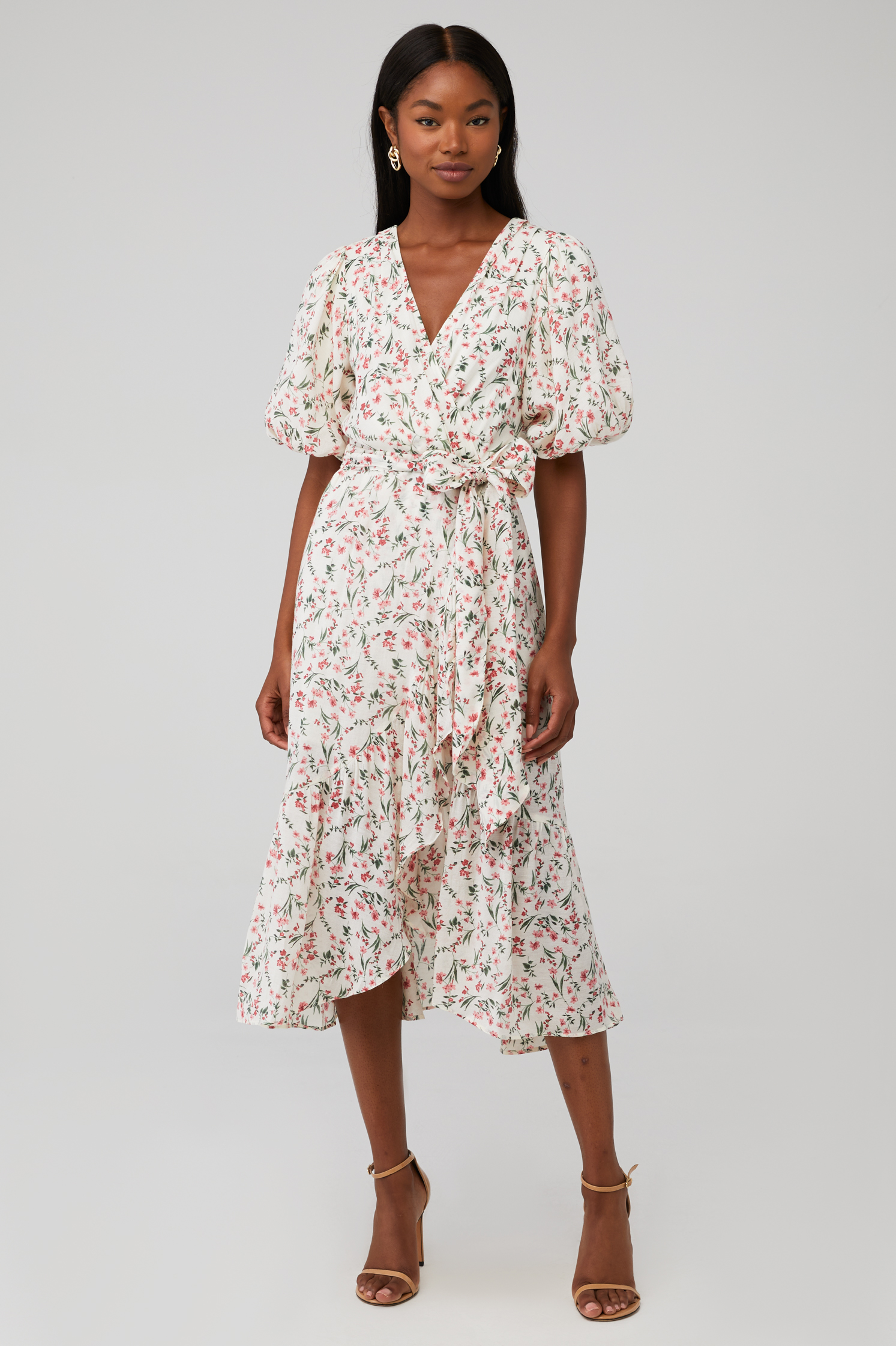 santorini dress in off white retro floral astr the label ASTR