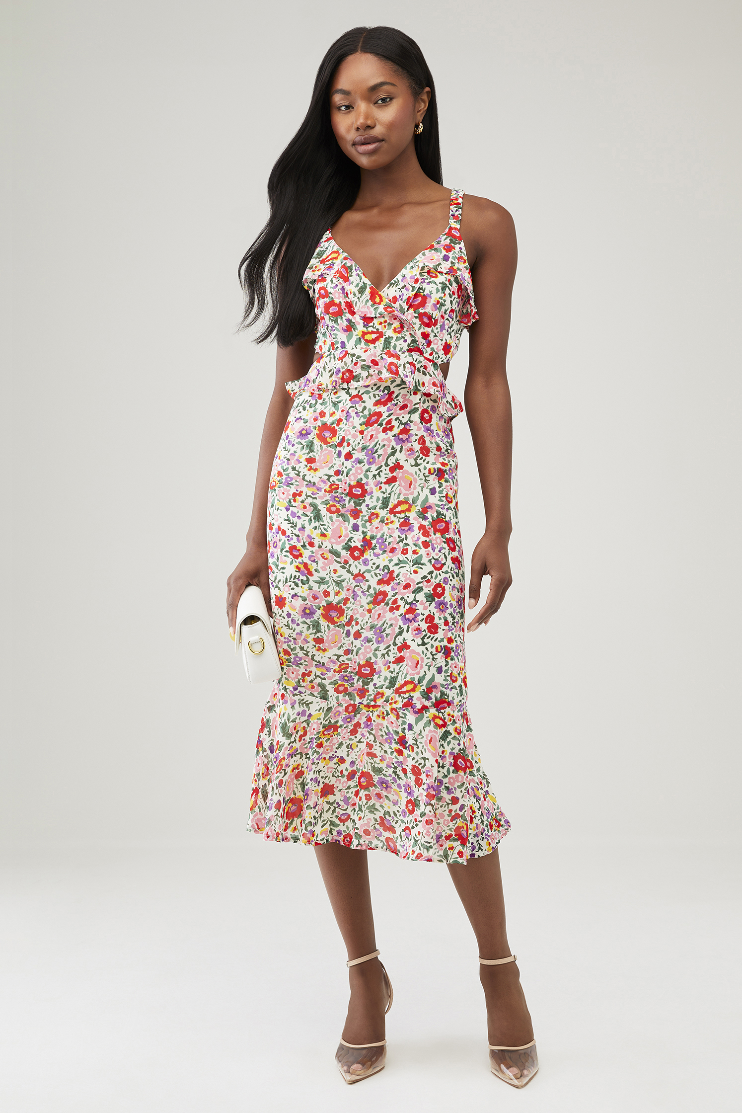 santorini dress in off white retro floral astr the label ASTR
